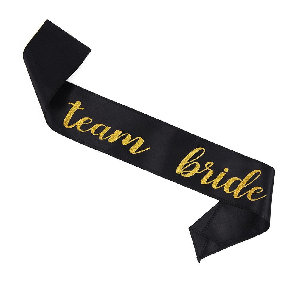 Bachelor Party - Team Bride Black Printed - Gold Shoulder Strap