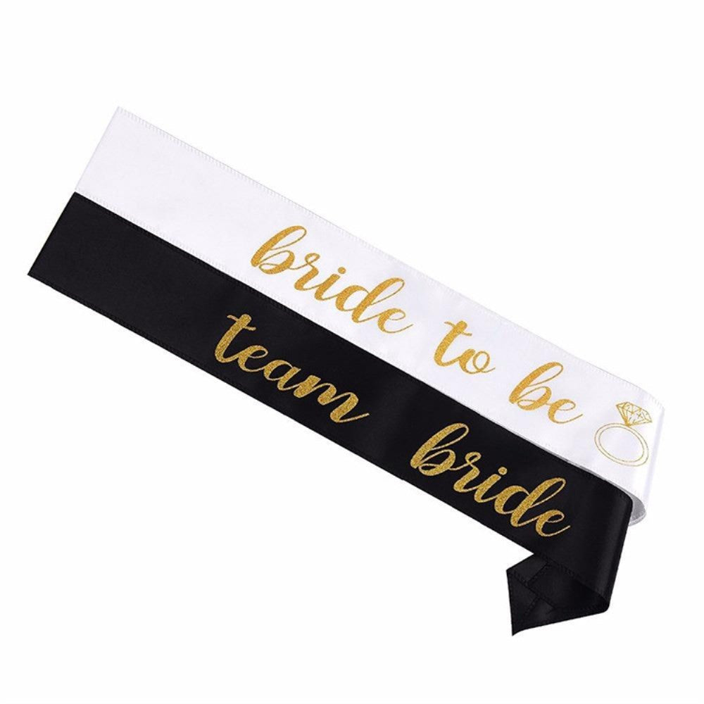 Bachelor Party - Team Bride Black Printed - Gold Shoulder Strap