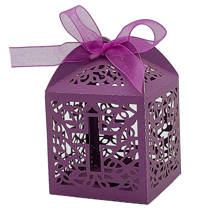Laser Cross Hollow Wedding Candies Box 10 pieces