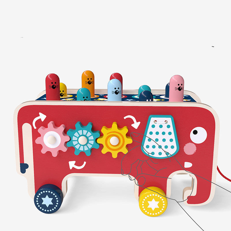 Toddlers Kids Wooden Pounding Bench Animal Bus Toys Early Educational Set Gifts