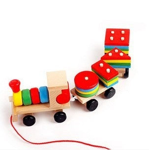 Wooden Train Three-section Tractor Toy Children's Intelligence Puzzle
