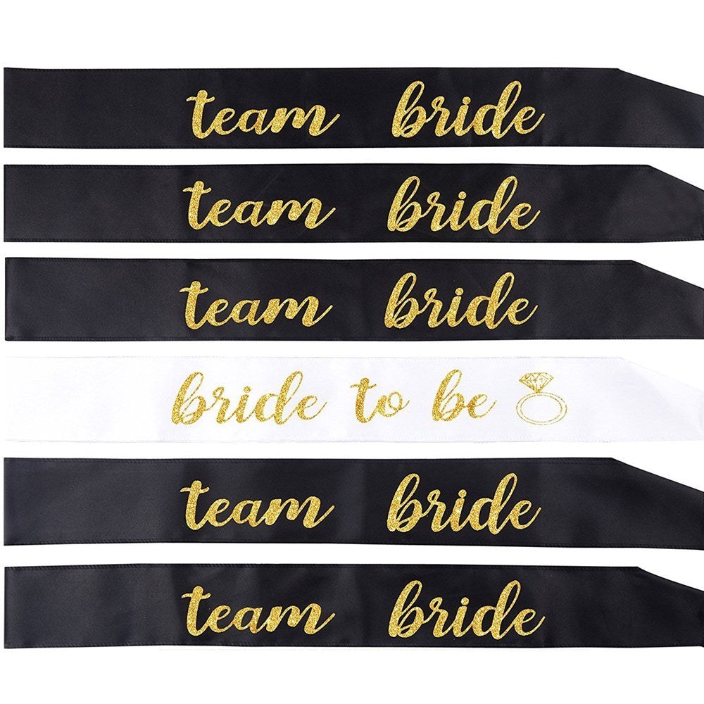Bachelor Party - Team Bride Black Printed - Gold Shoulder Strap