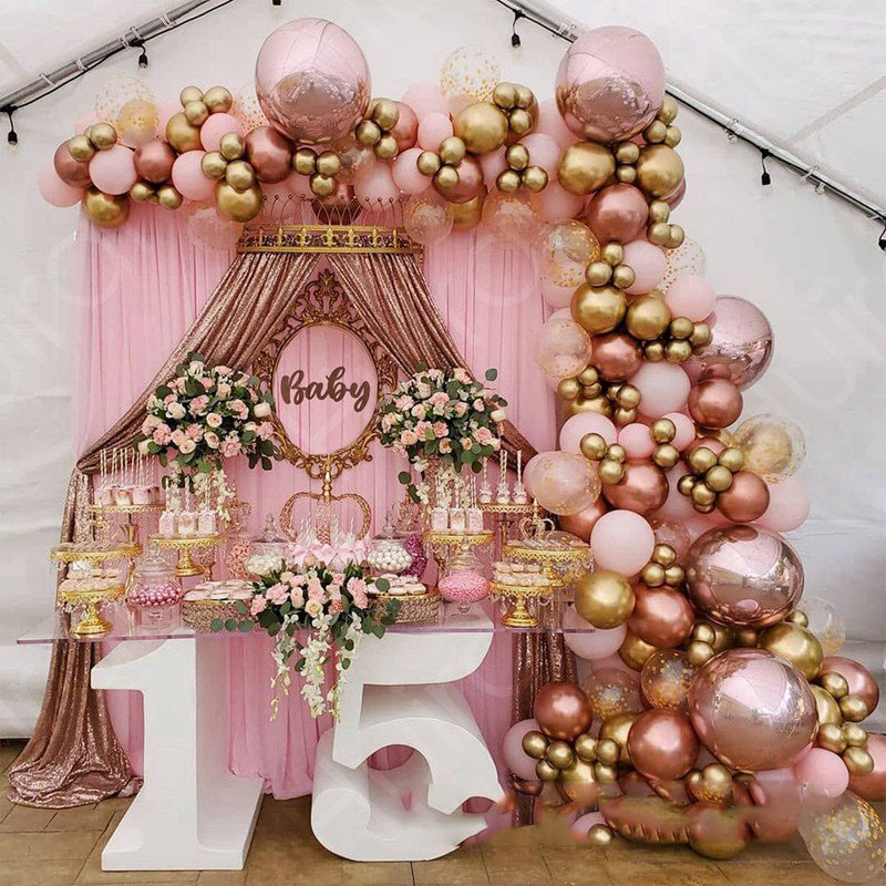 Baby shower Party Decorations Metal Rose Gold Balloon Set
