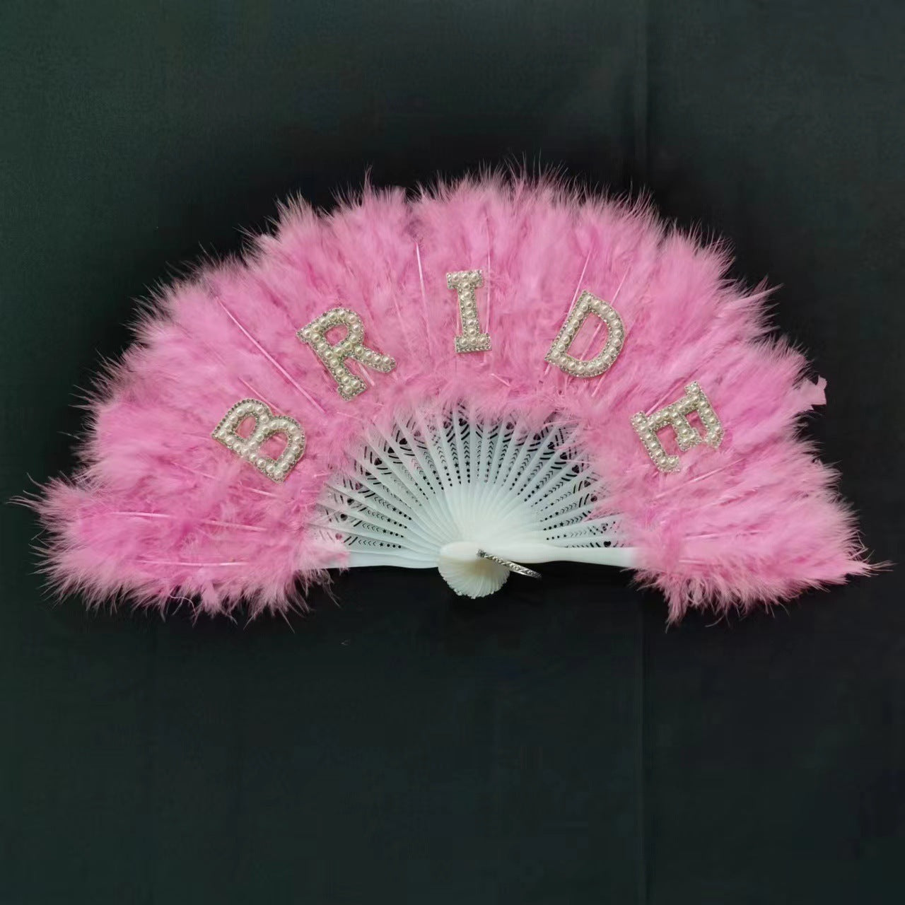 White Bridal Feather - Decorative Folding Fan