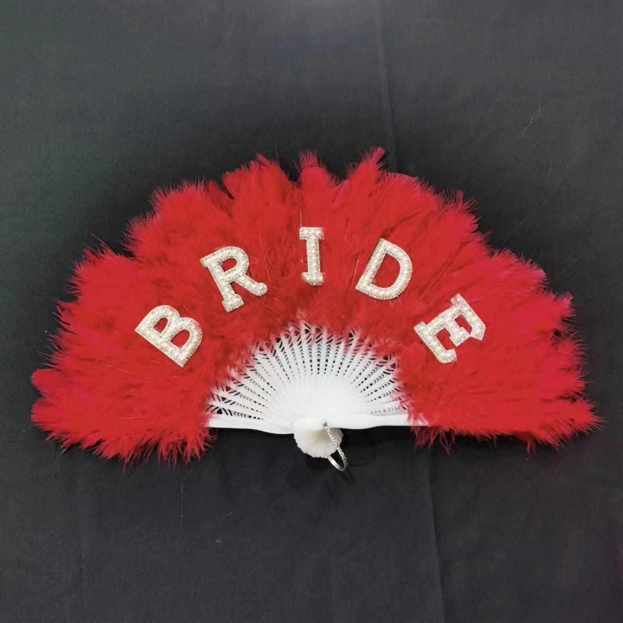 White Bridal Feather - Decorative Folding Fan