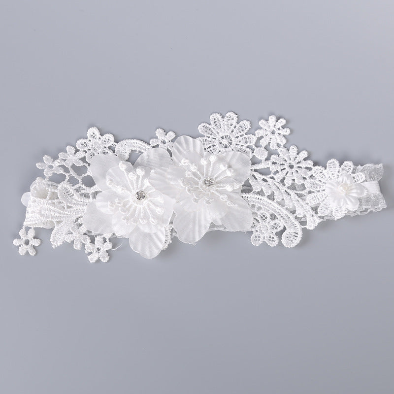 White Lace Rhinestone Bridal Garter