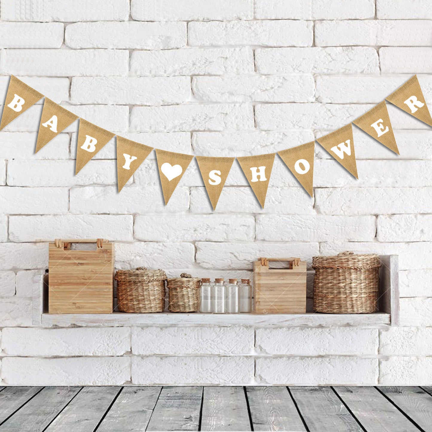 Baby shower Party decoration linen pennants
