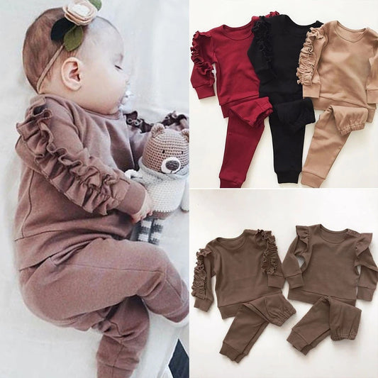 Baby Boys Girls Ruffles Kids 2Pcs Outfits