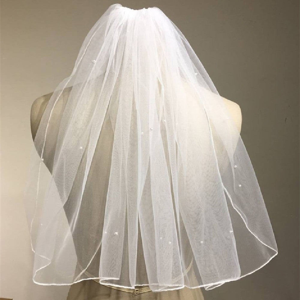 Bride Fashion Short Pearl Veil