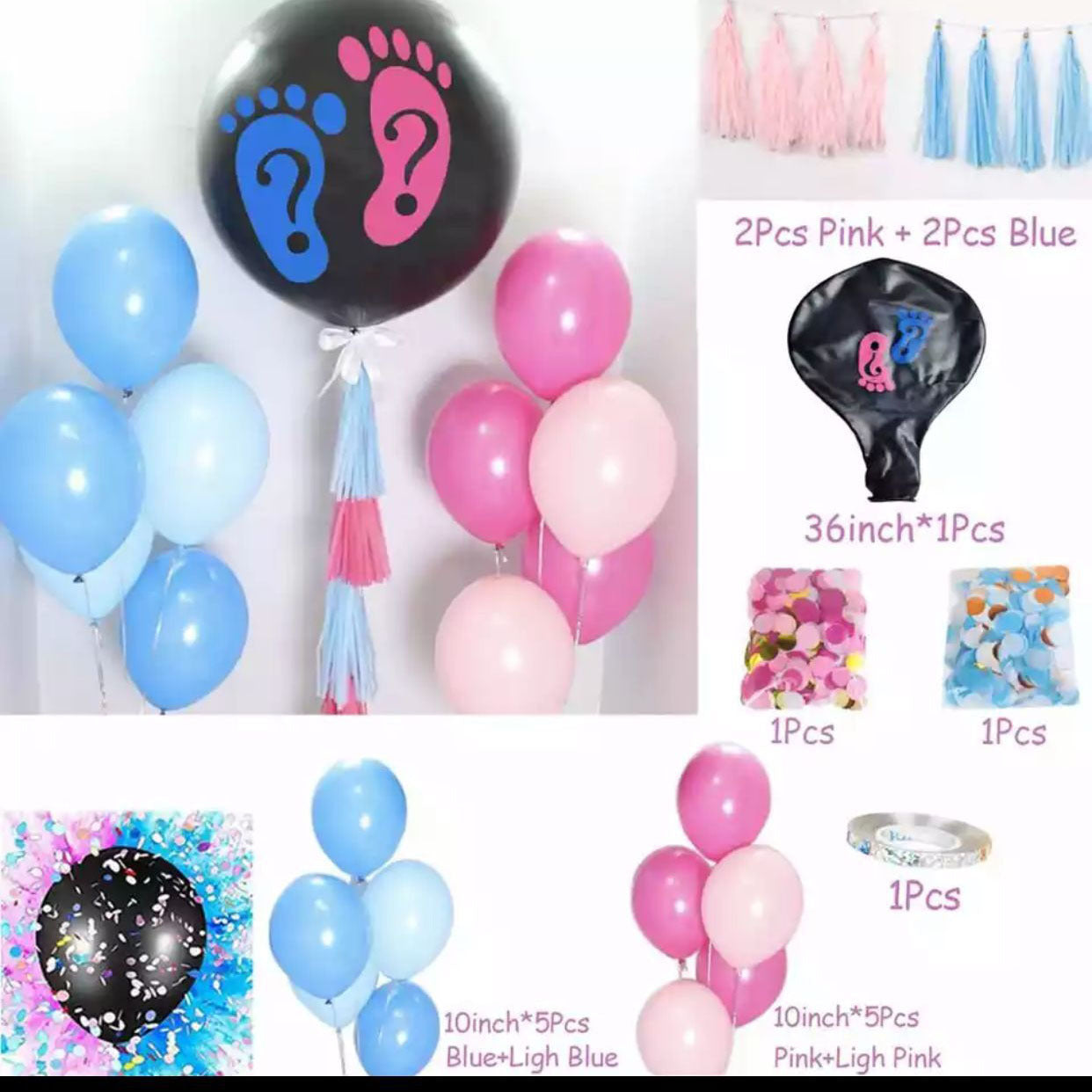 Baby Party Decoration Flag Pull Confetti Balloon Set