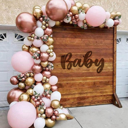 Baby shower Party Decorations Metal Rose Gold Balloon Set