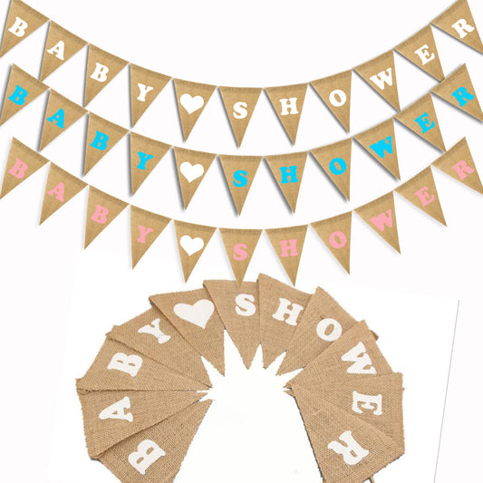 Baby shower Party decoration linen pennants