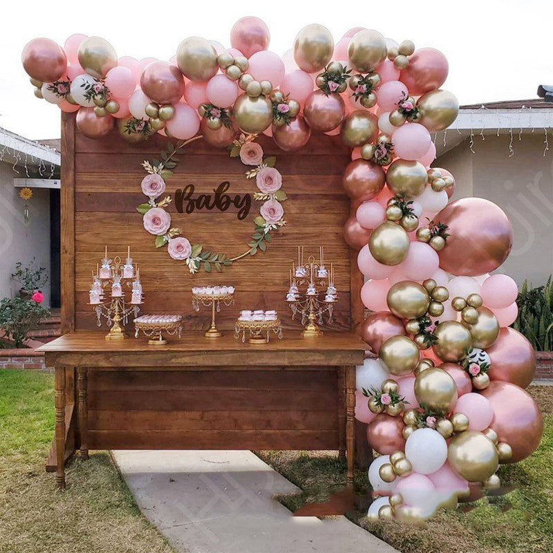 Baby shower Party Decorations Metal Rose Gold Balloon Set