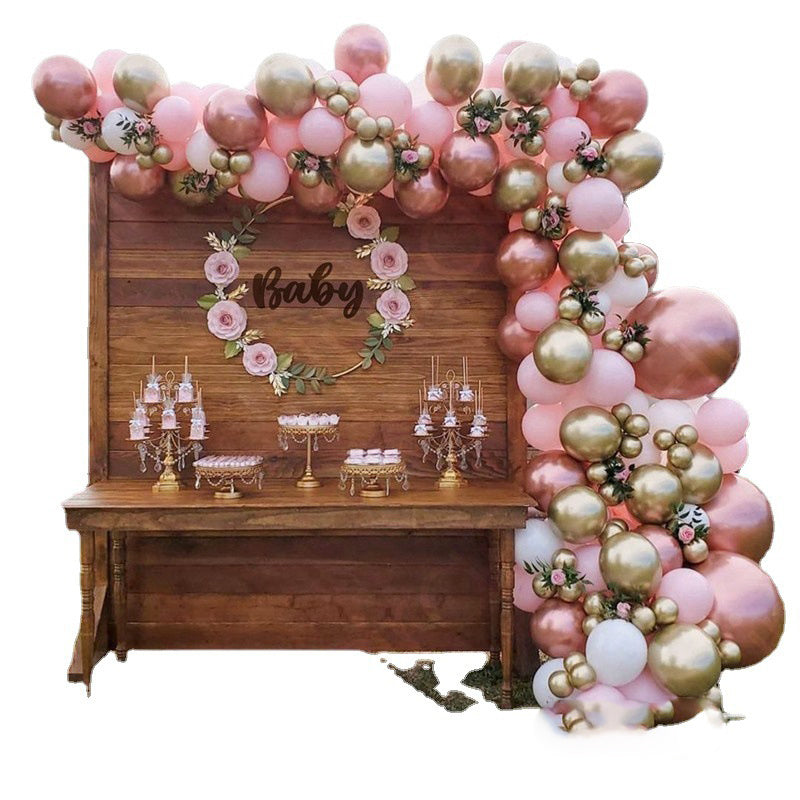 Baby shower Party Decorations Metal Rose Gold Balloon Set
