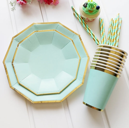 Bronzing color mint green paper set