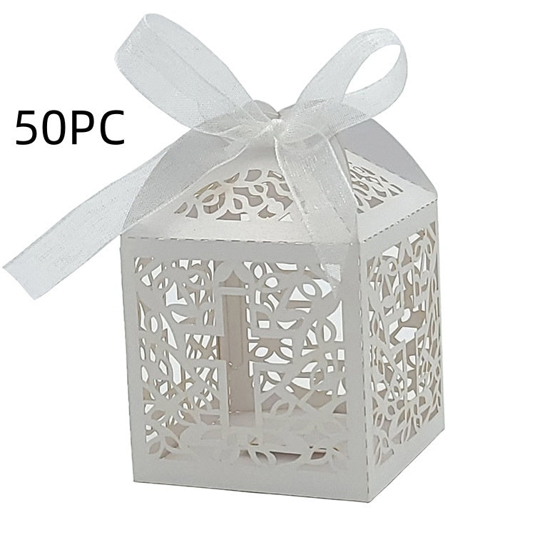 Laser Cross Hollow Wedding Candies Box 10 pieces