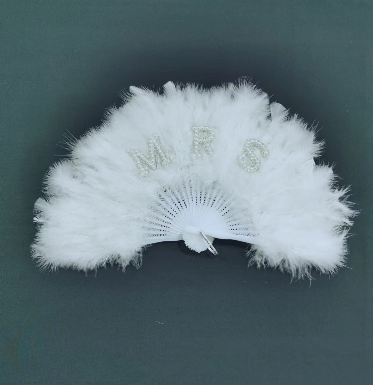 White Bridal Feather - Decorative Folding Fan
