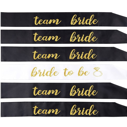 Bachelor Party - Team Bride Black Printed  - Gold Shoulder Strap