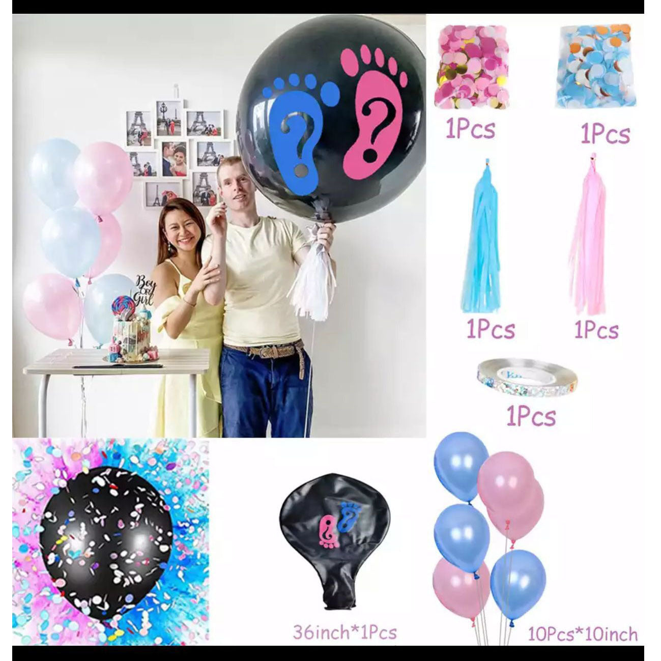 Baby Party Decoration Flag Pull Confetti Balloon Set