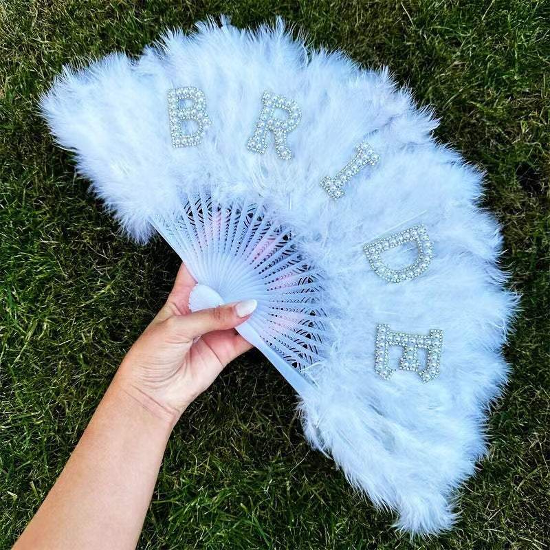 White Bridal Feather - Decorative Folding Fan