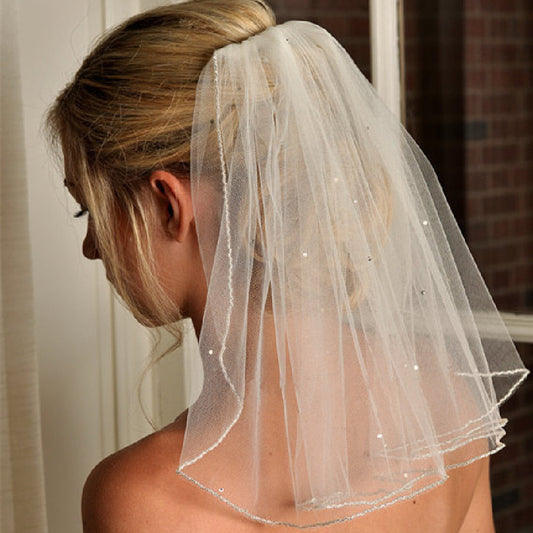Bride Fashion Short Pearl Veil