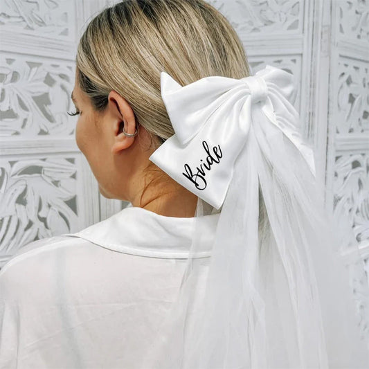 Bachelorette Party Bride Big Bow Hairpin Veil