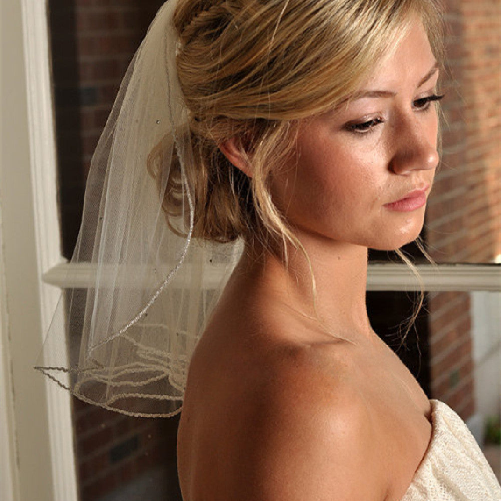 Bride Fashion Short Pearl Veil