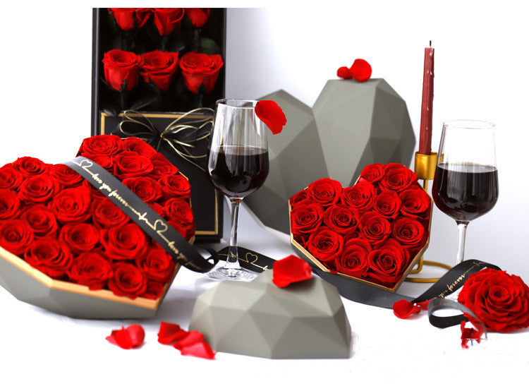 Gift Box With Flowers And Roses