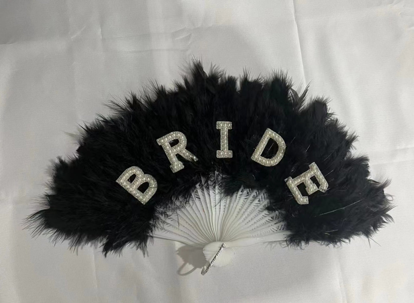 White Bridal Feather - Decorative Folding Fan