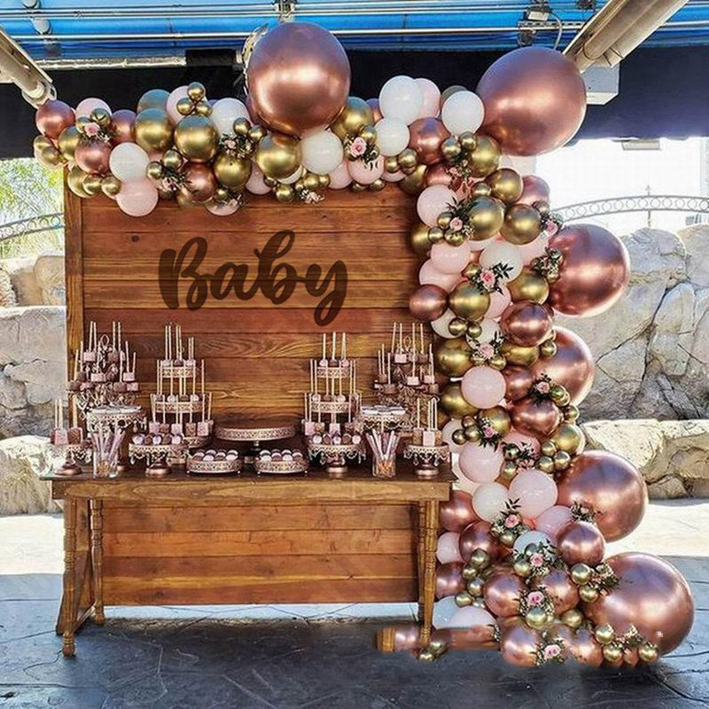 Baby shower Party Decorations Metal Rose Gold Balloon Set
